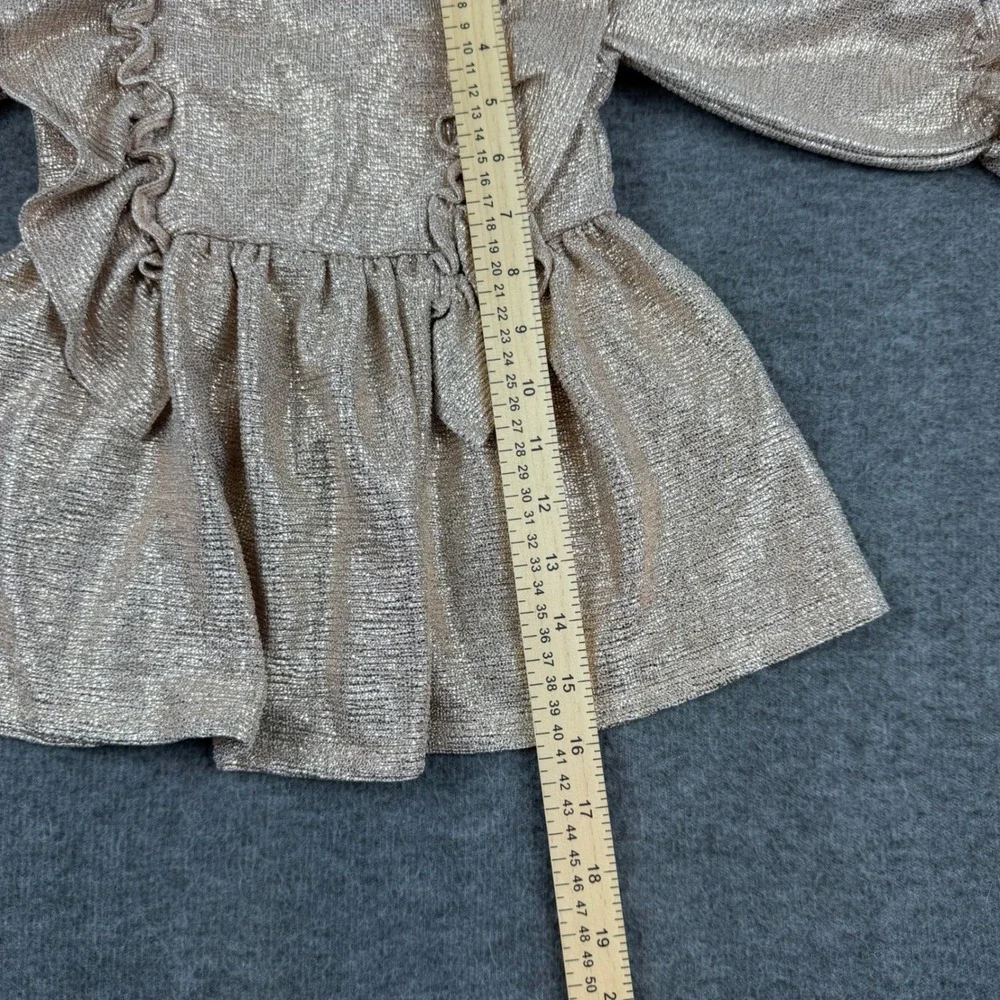 Bonnie Baby Party Dress Kids‎ 18M Gold Metallic Ruffle Long Sleeve Holiday